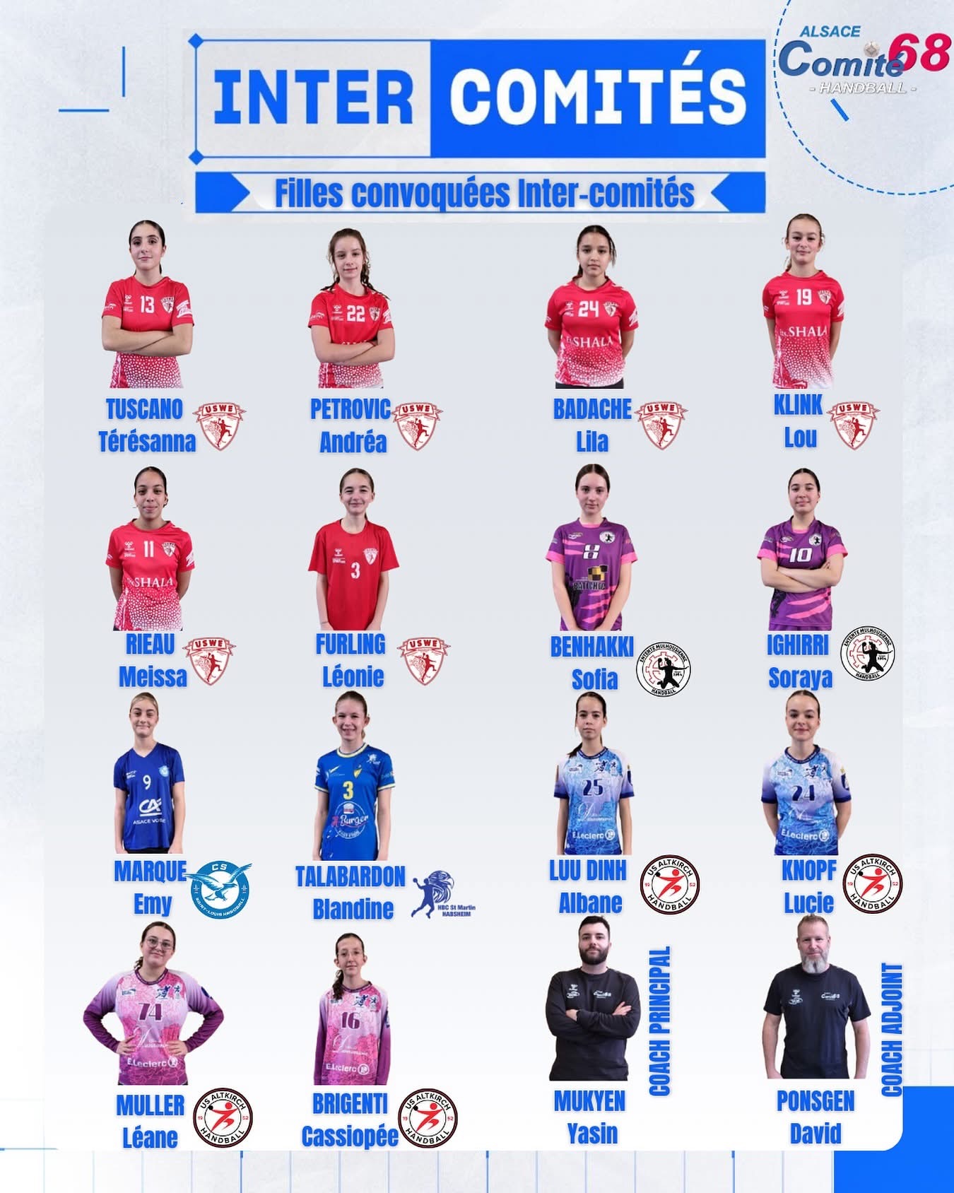 Handball féminin Intercomités sélection du Haut-Rhin sur handbelles.fr<br />
