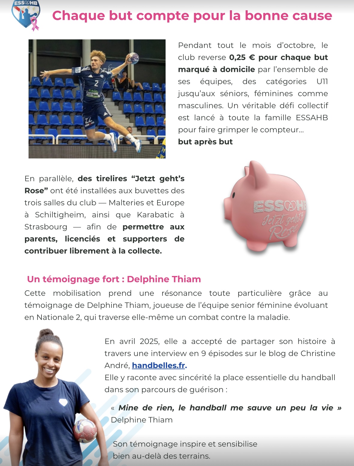 Handball féminin ESSAHB Strasbourg Le programme du week-end en Alsace sur handbelles.fr