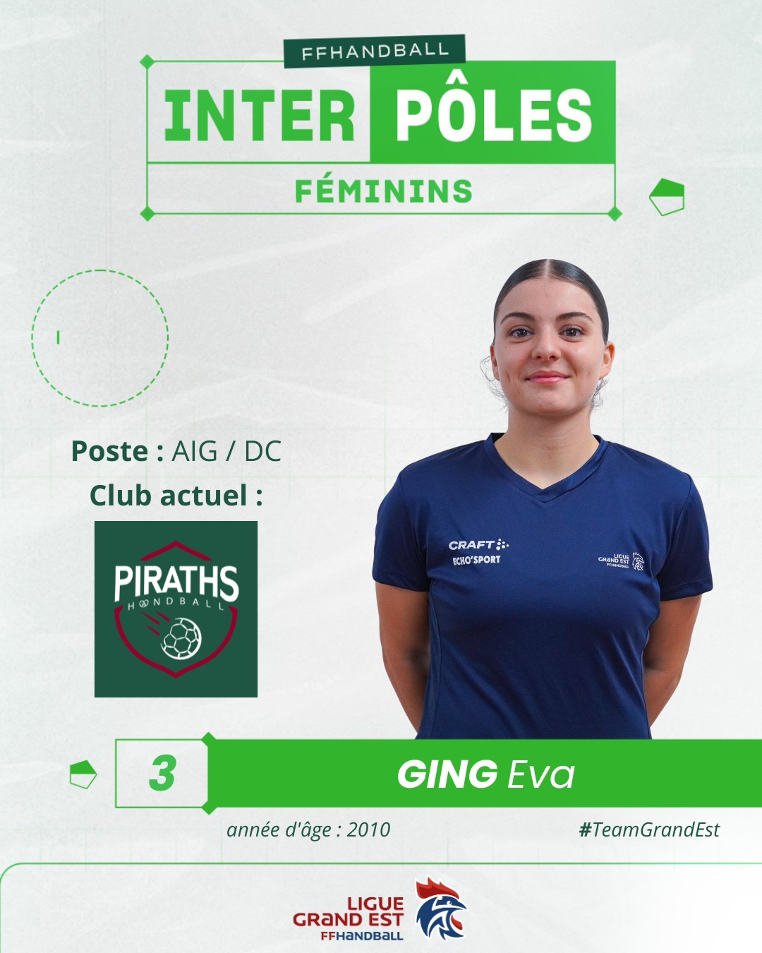 Éva Ging (Strasbourg ATH) Handball Interpôles Grand Est sur handbelles.fr