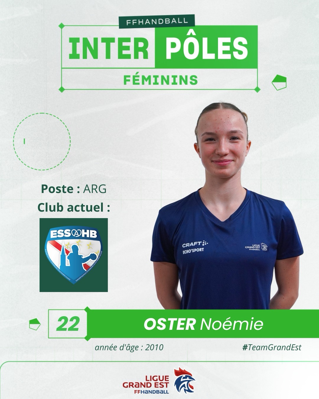 Noémie Oster (ESSAHB) Handball Interpôles Grand Est sur handbelles.fr