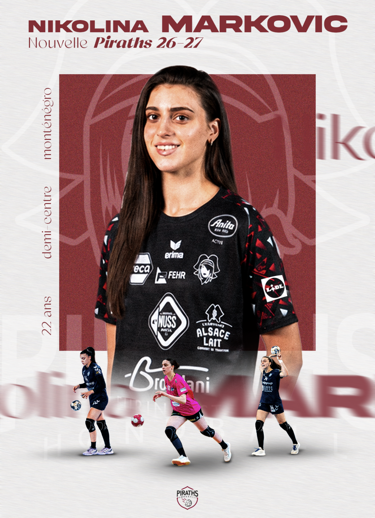 Nikolina Markovic handball Buducnost Podgorica Piraths Strasbourg ATH sur handbelles.fr